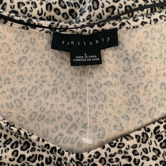 Anthropologie Sanctuary Sweater Women's Large Cream Black Animal Print Knit - Picture 4 of 7